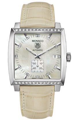 TAG Heuer Monaco Automatic Stainless Steel - Diamond / MOP - Diamond / Alligator
